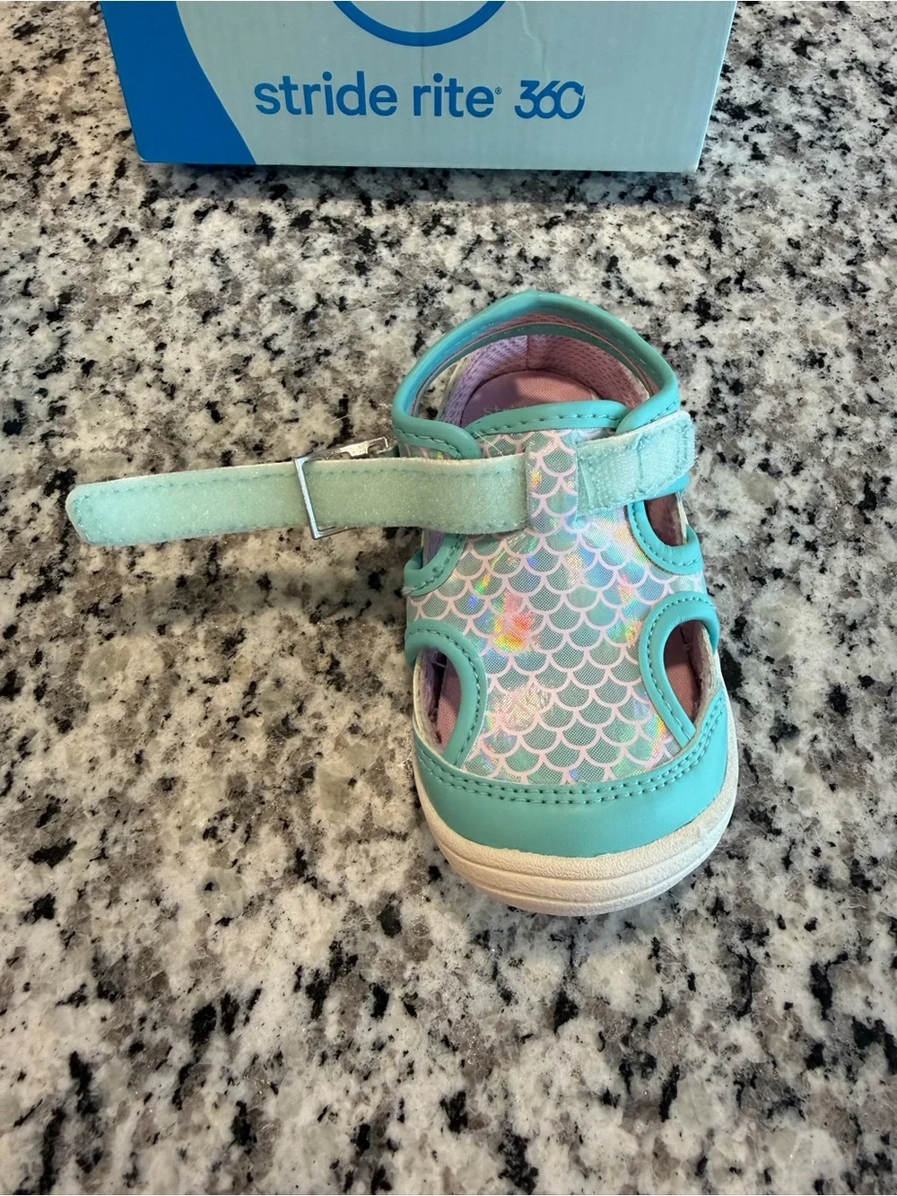 Stride Rite Infant Girls Mint Iridescent Mermaid Water Sandals, Sz 5 Infant NWOT